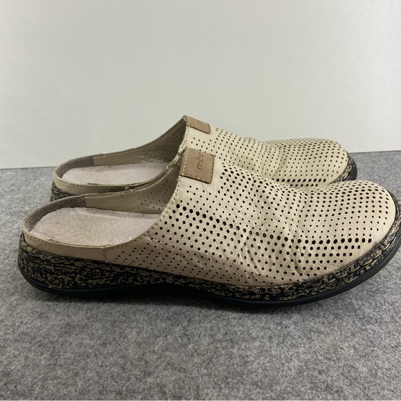 Rieker “Daisy” Cream Leather Slip On Clog Women’s Size 40 or US 8.5-9 - Picture 4 of 10
